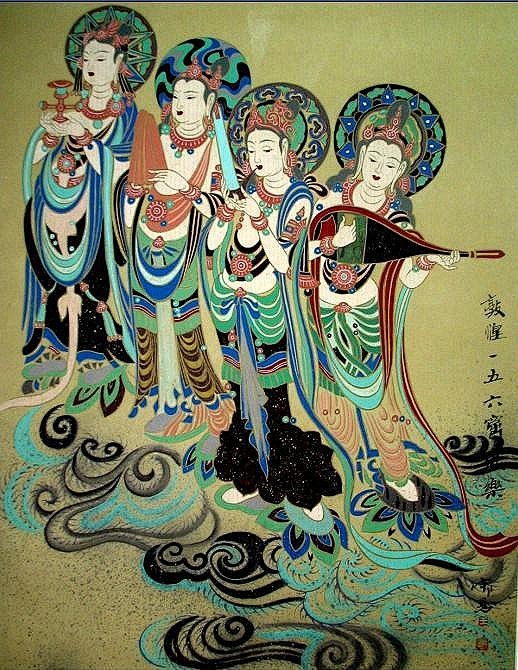 绘画 艺术 壁画 美术 国画 御风而翔,...