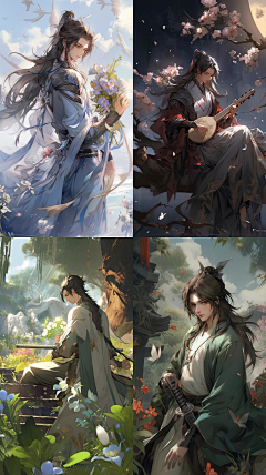 贾澳采集到AI-国风人物词组练习