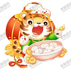 元宵节老虎吃汤圆吃元宵 【酷图网】元宵节,老虎,吃汤圆,吃元宵,新春,2022,卡通,插画,灯笼,元宝,喜庆,团团圆圆,设计,素材,图片,