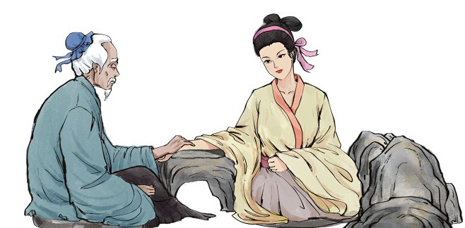 中医大夫-插画 免抠元素 PNG 手绘古代中医生养生采药治病 古风名医大夫开方医治插图 (83)_1000×1000
