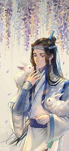 动漫人物手绘，二次元古风少年，男男，耽美，甜腐系列图片――（魔道祖师手机壁纸）