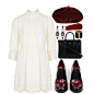 #hipster #fall #fall2015 #fallstyle #vintageinspired #vintage #topshop #marcjacobs #saintlaurent #nars #givenchy #oxblood #lace #lacedress #oxfords #wedges #redlips #earrings #beret #dark #retro #simple #simpleset #simpleoutfit
