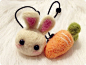 可爱动物小兔子萝卜清新甜美糖果色毛绒羊毛毡发饰发圈头花的图片