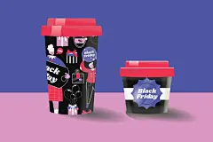 时尚创意黑五电视宣传促销海报设计矢量插画插图ai素材源文件 Black Flat Design Black Friday Illustration Set插图4