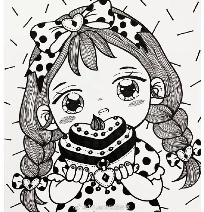 #创意美术##创意儿童画##儿童线描画#...