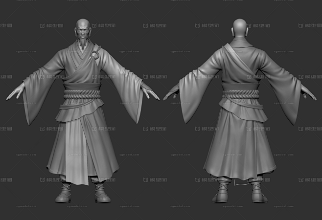 zb文件 衣褶雕刻模型-老人-男模型库-...