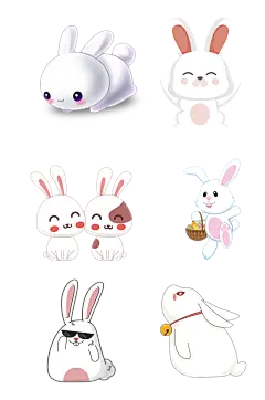手绘卡通小白兔造型表情包免抠元素