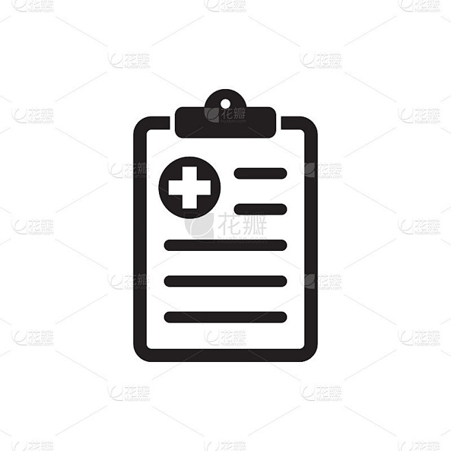医疗历史轮廓图标，医疗记录图标，医疗报告线图标，矢量隔离插图。