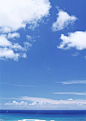 碧蓝的海平面上明媚的天空和白云|白云,碧蓝,风景图片,海平面,海水,蓝天,摄影图片,天空,自然风光