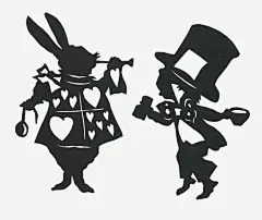 爱丽丝漫游仙境免抠素材_图宝宝 https://bao16.com 兔子 扑克牌 梦幻 童话故事 剪影