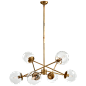 Turenne Large Dynamic Chandelier in Hand-Rubbed Antique Brass with Clear Glass