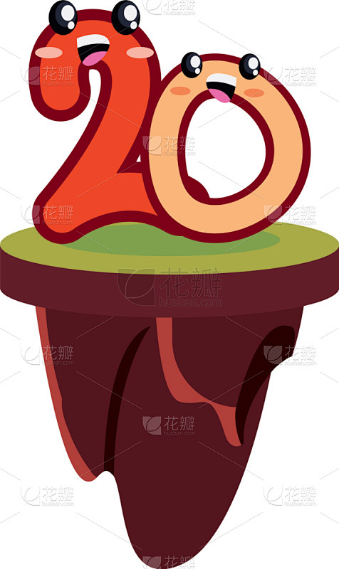 数字20,可爱,性格,数字,动画片,生日,分离着色,可爱的,文字,字母