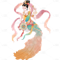 敦煌写实插画飞天仙女人物元素素材