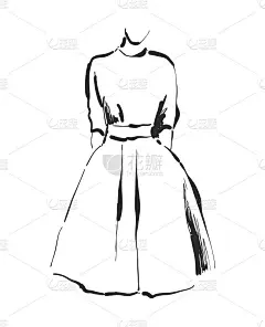 向量服装画。手绘服装示意图