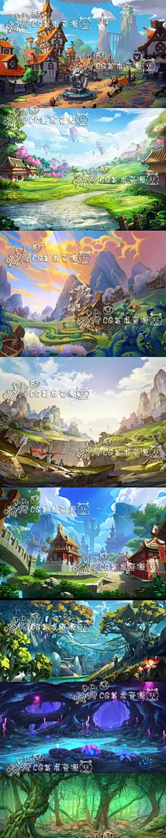 068 游戏 美术资源场景 建筑 Q版动画场景 宇宙插画 设定 素材包-淘宝网