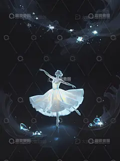 跳芭蕾舞的女孩光影插画5高清模板免费下载-趣麦麦图