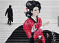 传统：为了宣传当地歌剧，艺术家在首尔艺术中心前面台阶上绘制身穿传统服装女性形象，没有人忍心踩在上面。