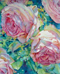 Cabbage Roses by Jeannie Vodden (watercolor)
