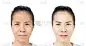 美丽的亚洲女人的脸之前和之后的修饰