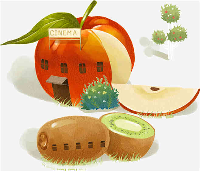 创意水果建筑卡通元素