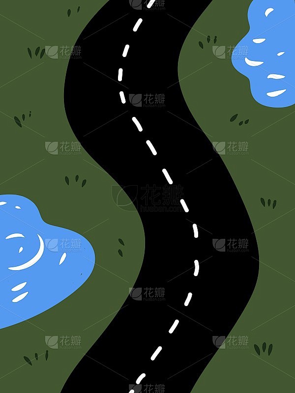 路的卡通背景