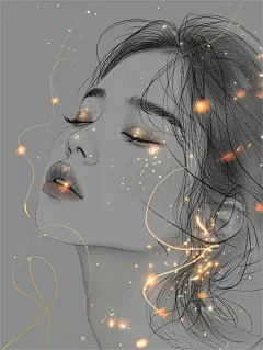 数字艺术创意灵感素描画人物线条画铅笔画