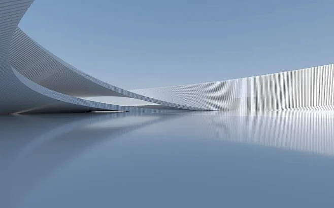 3D白色曲面建筑图片下载