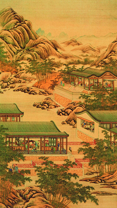 com图片:建筑 楼阁 国画 白描 工笔画 亭台楼阁 风景 山石 松树