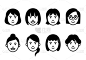 人的脸部,绘画插图,白色背景,矢量,青年女人,商务,多样,简单,女人,头