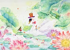 浪漫（天鹅湖）_小可鲁贝洛斯__插画师作品_涂鸦王国gracg.com