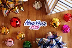 2019,新年前夕,多色的,新年,贺卡,季节,图像,无人,新年卡,节日