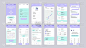 集 Ui、Ux、Gui 屏幕 交付应用程序平面设计模板，用于移动应用、响应式网站线框。网页设计 Ui