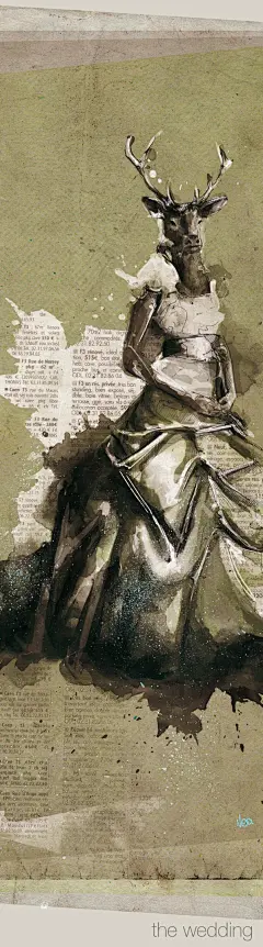 FLORIAN 牛皮纸上的颓废霸气动物肖像手绘插画[8P]D-美术插画