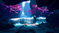 General 3840x2160 waterfall fox water trees splashes cave fantasy art