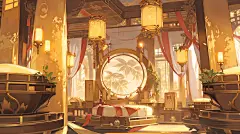 AI华丽古风室内场景设定素材 影视游戏场景概念设计 背景插画临摹-淘宝网