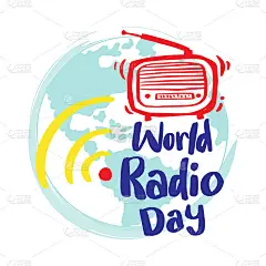 世界广播日的概念。2月13日。