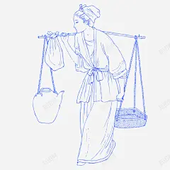 清朝买酒妇人插画矢量图 设计图片 免费下载 页面网页 平面电商 创意素材