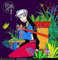  民族风插画 民族服装 少数民族 民族人物 民族风情 手绘民族人物 丰收 民族装饰画 壮族 回族 苗族 布依族 彝族 少数民族插画