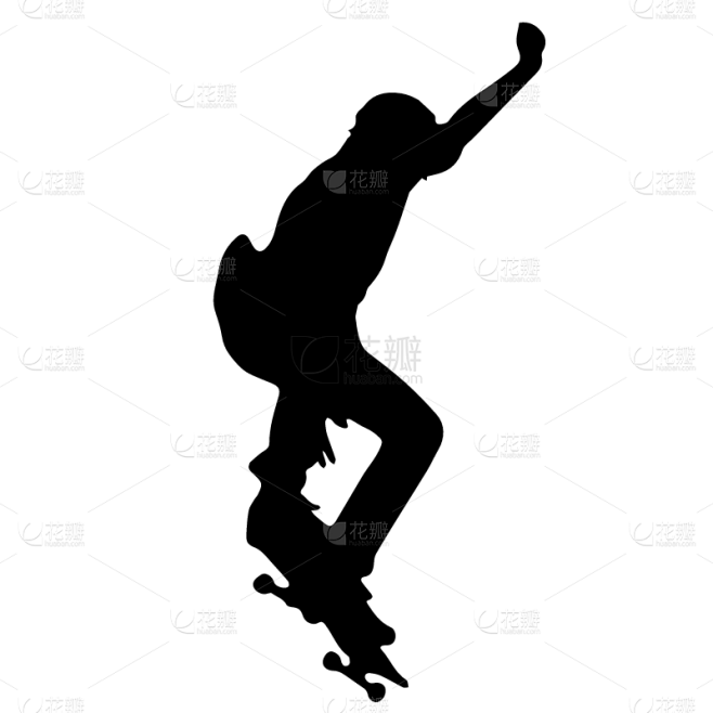 矢量风滑板人物剪影元素贴纸1