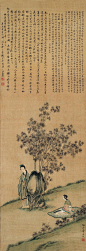 费丹旭——《红楼仕女》【许乃普题跋】仕女人物小景 立轴欣赏