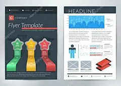 与信息图形矢量抽象业务传单或海报模板