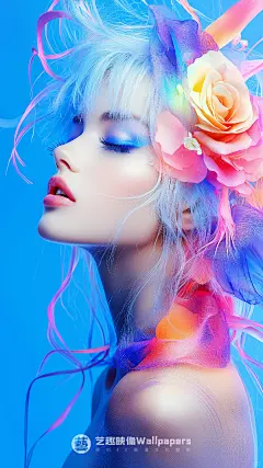 手机壁纸#D427丨粉蓝色系清凉夏日少女 - 小红书