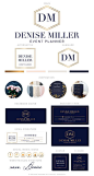 Navy Gold Branding Kit, Photography Logo, Premade Hexagon  Logo Design, Boutique Logo, Geometric Log