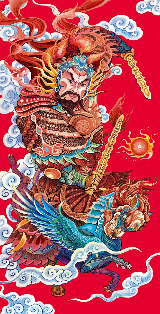 为观想堂丁酉年年礼所绘制画稿--门神插画...
