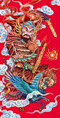 为观想堂丁酉年年礼所绘制画稿--门神插画商业插画我的碎片1 - 原创作品 -  ()