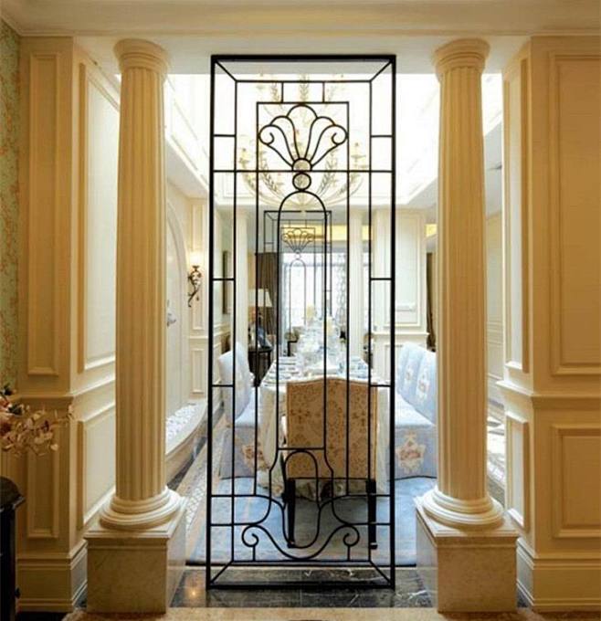 欧式铁艺隔断客厅玄关屏风创意门厅玄关背景装饰可定制w453