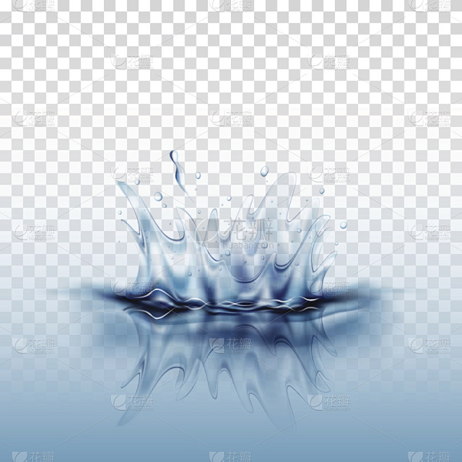 水,矢量,波纹,蓝色,水滴,透明,分离着...