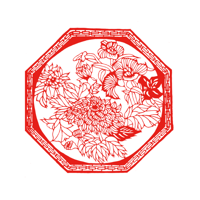 中国古典传统元素 剪纸 窗花 png