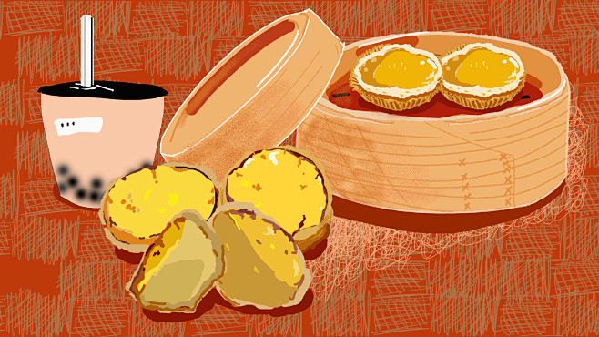 广州美食蛋挞插画