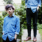 Moscot Miltzen, American Apparel Denim Shirt, Acne Sweatpants, Rachel Comey Oxford Shoes - 4501089145 - Pascal Grob